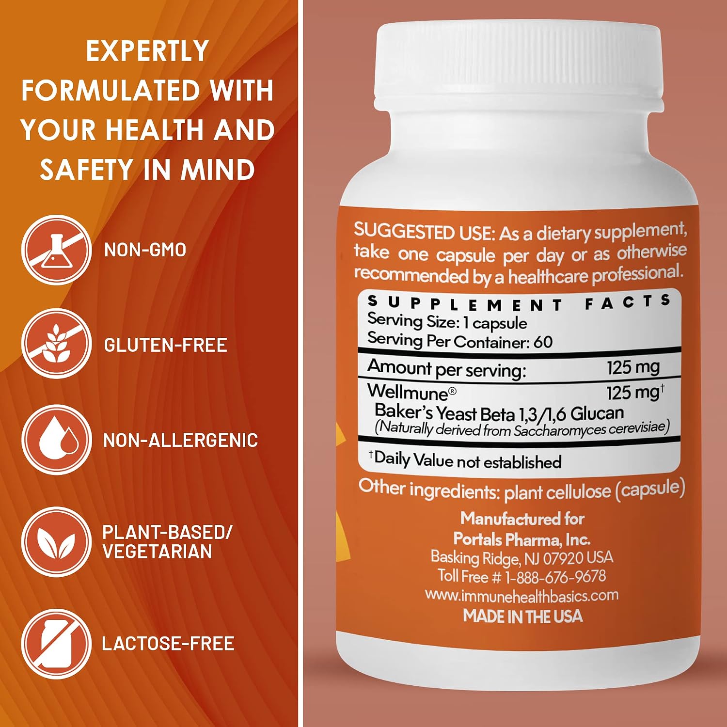 Immune Health Basics Ultra Strength Immunity - Beta Glucano 125 mg - 60 Cápsulas