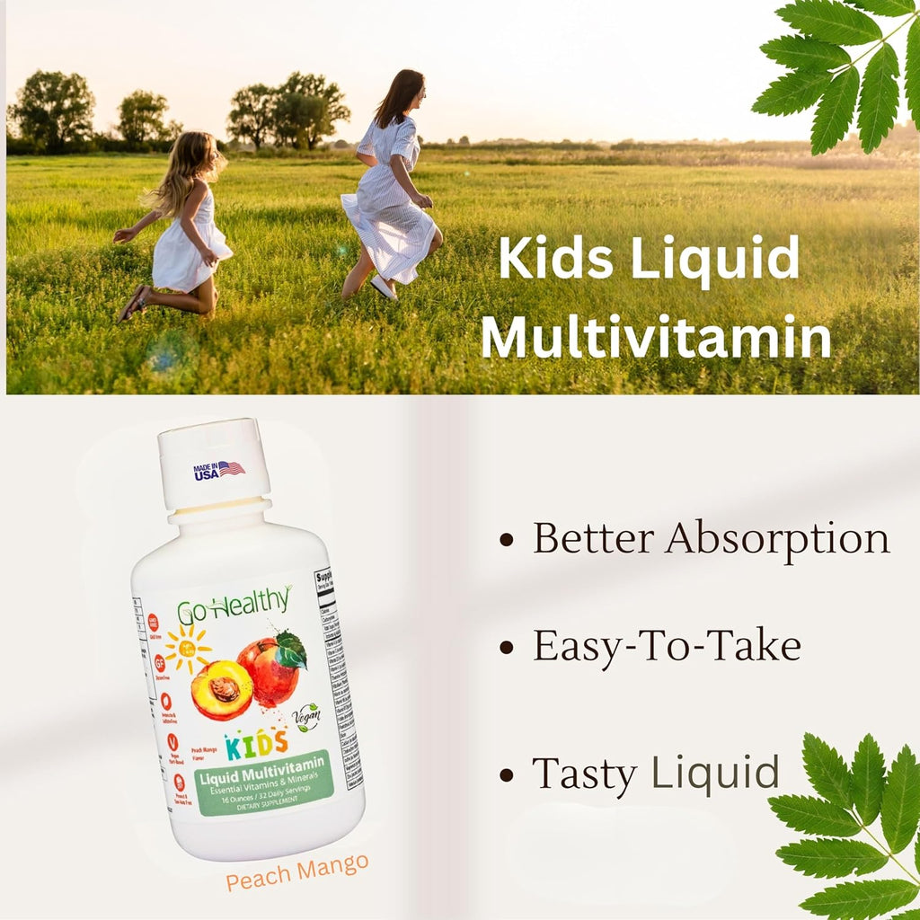 Go Healthy Kids Multivitamínico Líquido | Sabor Melocotón Mango | 30-60 Dosis