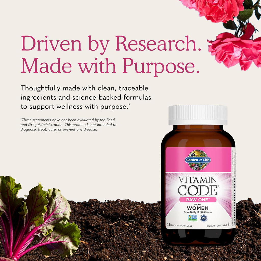 Garden of Life Vitamin Code RAW ONE for Women - Multivitamínico Diario con Probióticos, 75 Cápsulas