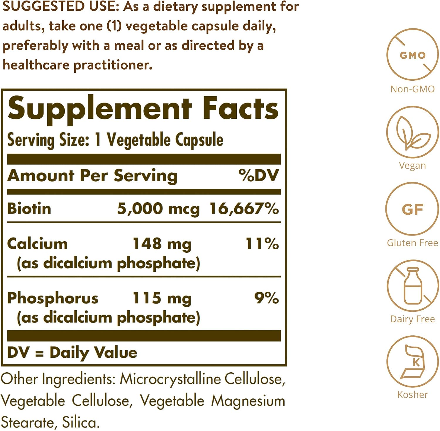 Solgar Biotina 5000 mcg - 100 Cápsulas Vegetales