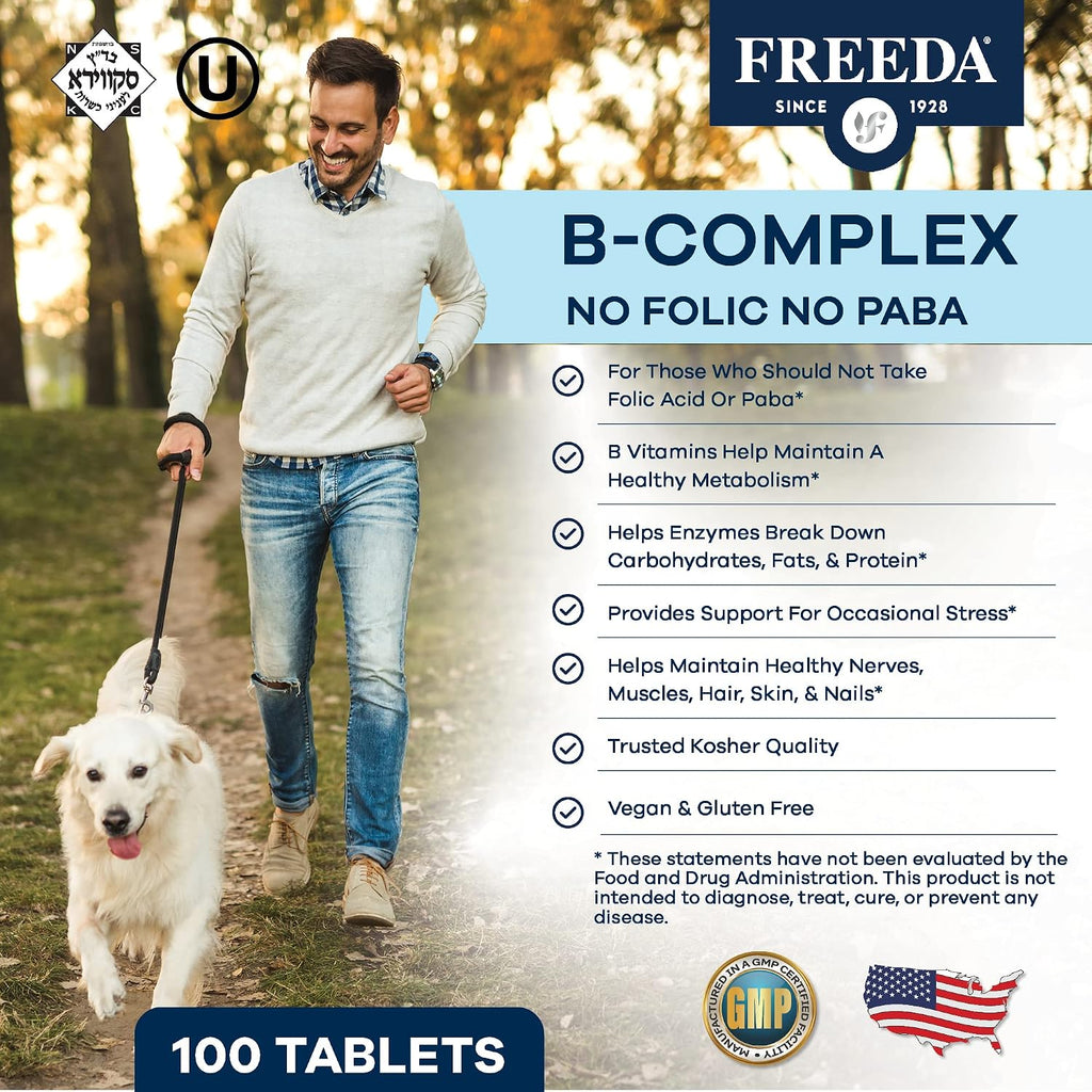 Freeda Complejo B Sin Ácido Fólico ni PABA – Super B Complex (100 Comprimidos)