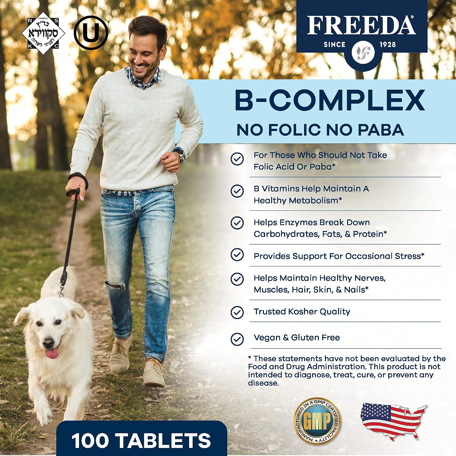 Freeda Complejo B Sin Ácido Fólico ni PABA – Super B Complex (100 Comprimidos)
