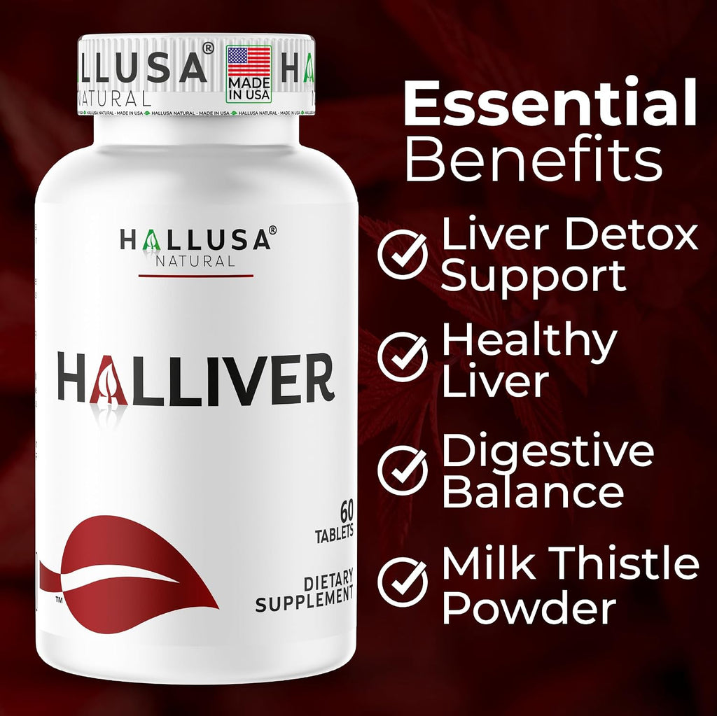 Hallusa Natural Suplemento para la Salud Hepática con Cardo Mariano, Complejo B y Alcachofa - 60 Comprimidos