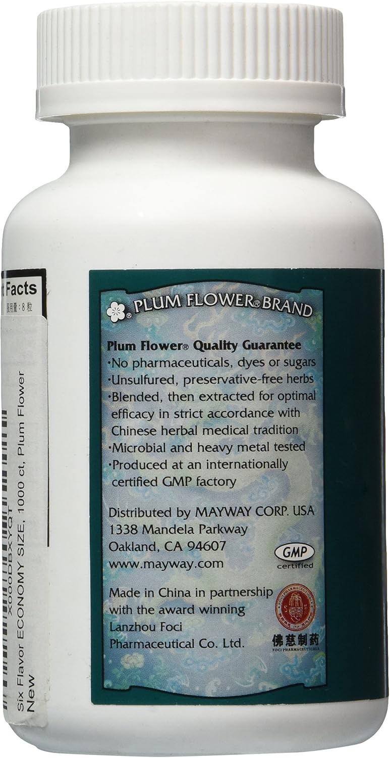 Six Flavor Rehmannia Pills - Economy Size (1000 comprimidos) - Plum Flower