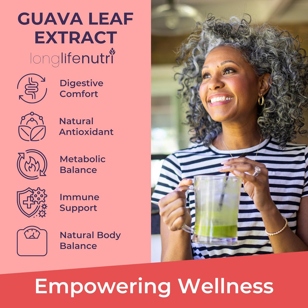 Extracto de Hoja de Guayaba 1000mg - Suplemento Orgánico, 180 Cápsulas Vegetales