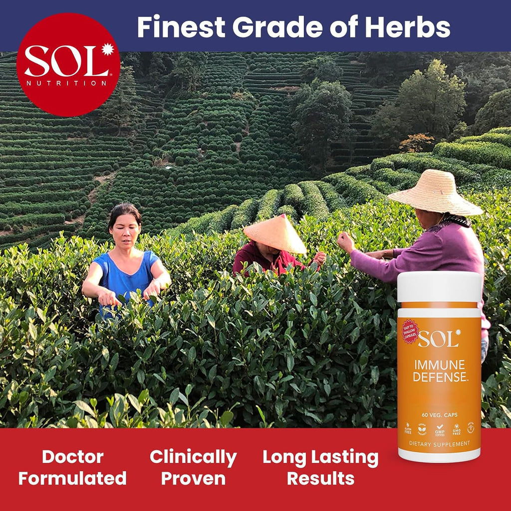 Immune Defense de SOL Nutrition - Suplemento Inmunológico con Astrágalo, Gotu Kola y Andrographis, 60 Cápsulas