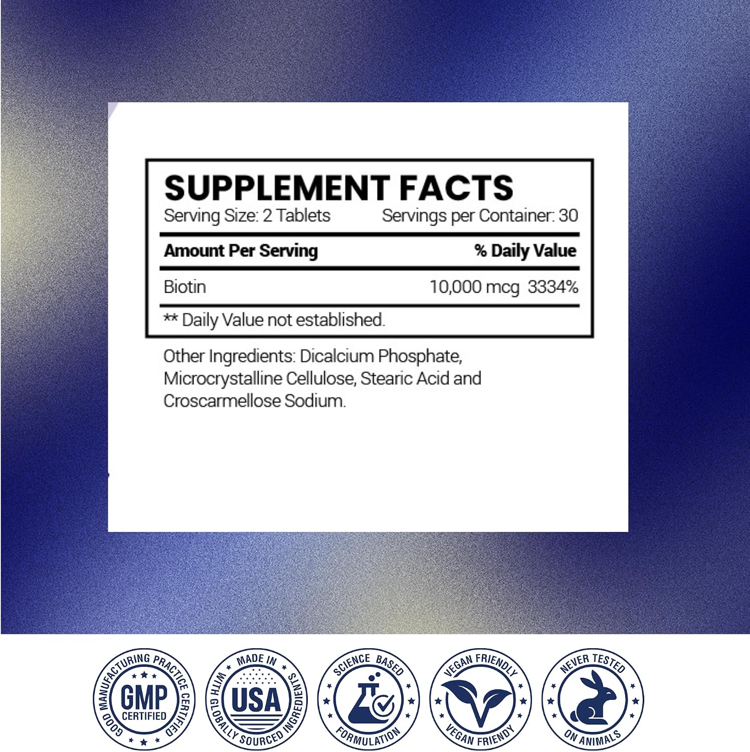 Research Verified Biotin 10000 mcg – Biotina Pura Extra Fuerte – 60 Comprimidos Veganos