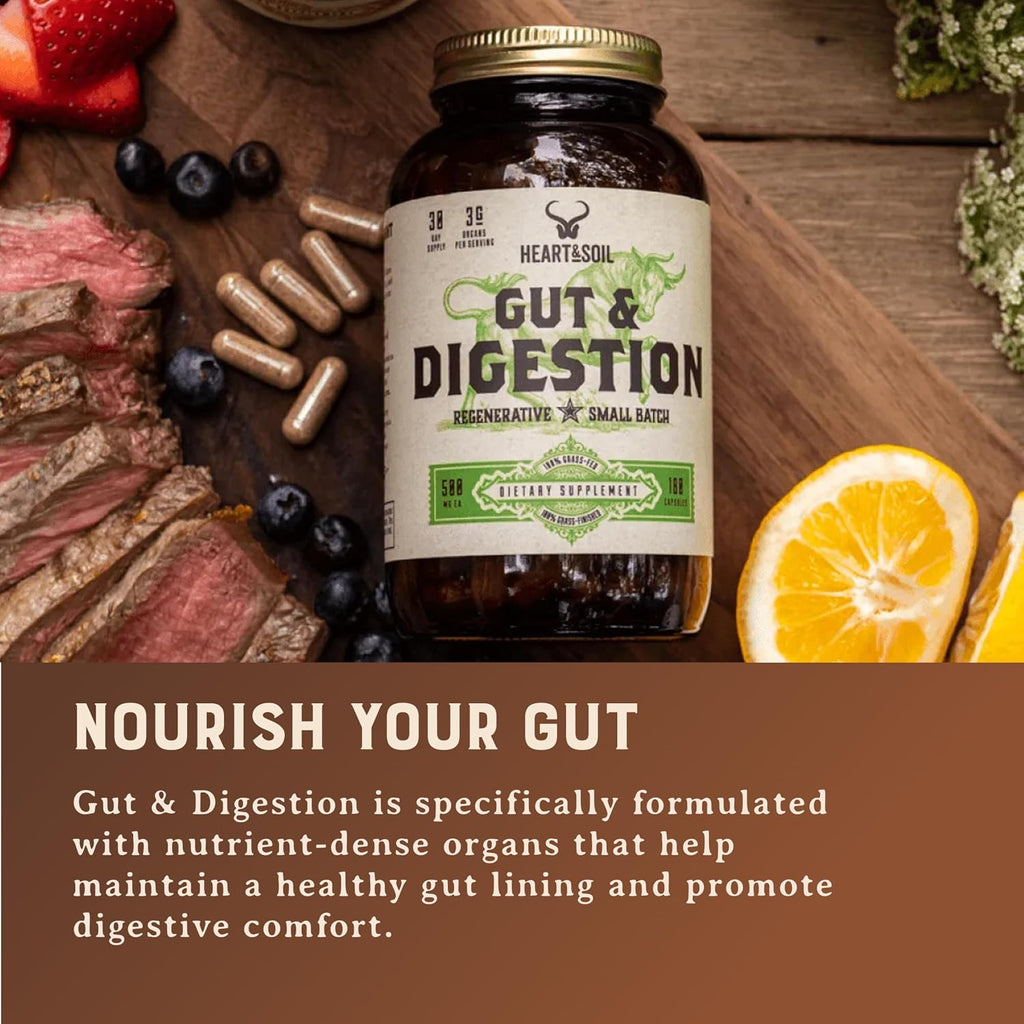 HEART & SOIL – Gut & Digestion – Suplemento Digestivo – 180 Cápsulas