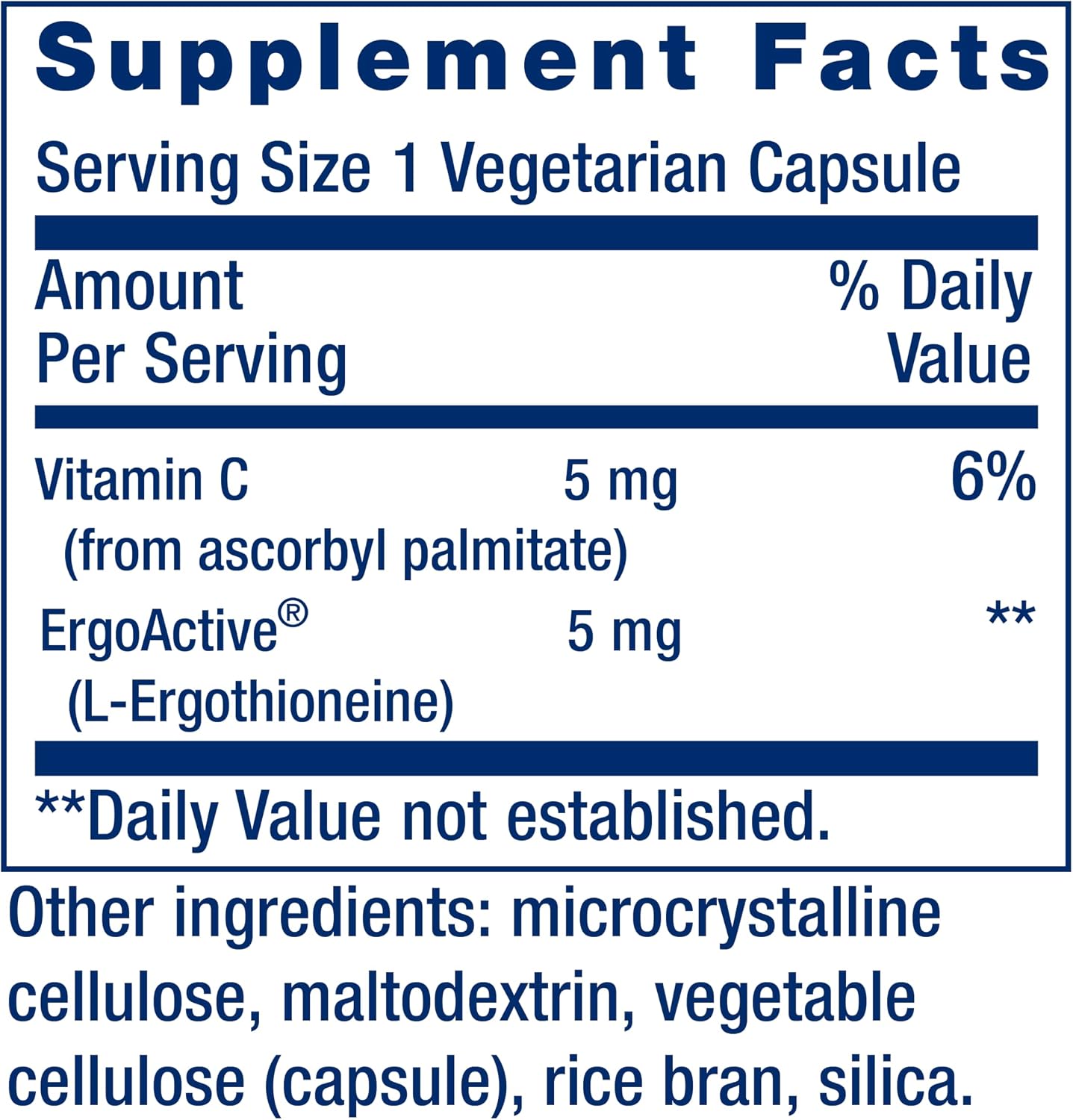 Life Extension Essential Youth L-Ergothioneine – 5 mg – 30 Cápsulas Vegetales