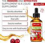 Multivitamínico Líquido para Perros y Gatos - 10 en 1 con Vitaminas B, C, D3, Glucosamina y Arándano - Sabor Arándano - 2 oz