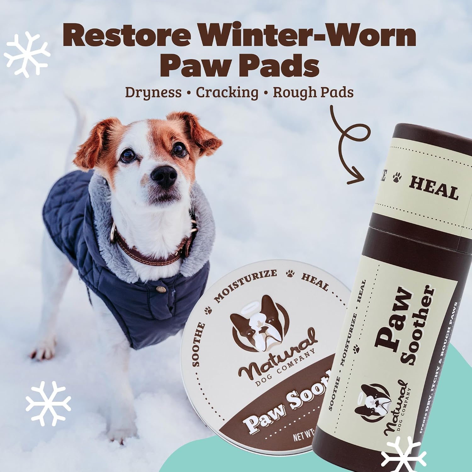 Natural Dog Company Bálsamo Calmante para Patas de Perro - Lote con Lata de 56g y Barra de Viaje
