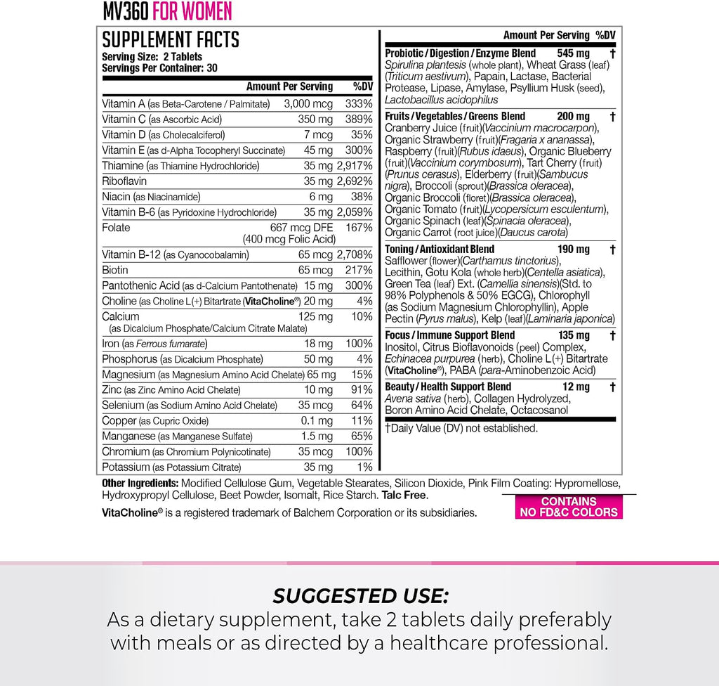 Women's Nutrition MV360 Multivitamínico Completo 5-en-1 - 60 Comprimidos