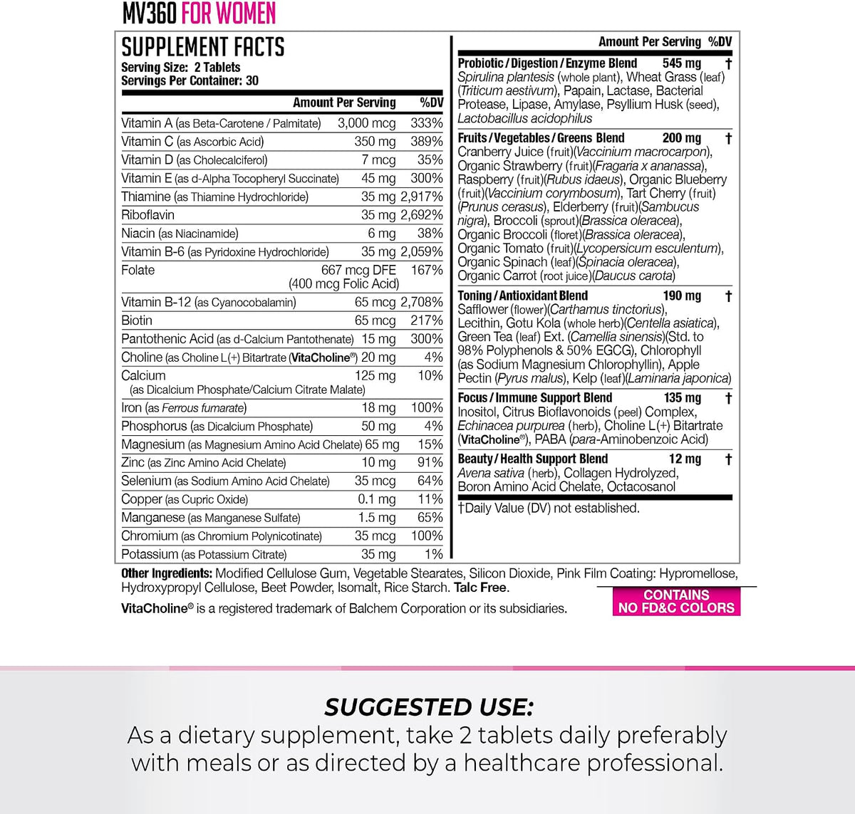 Women's Nutrition MV360 Multivitamínico – Belleza y tonificación: La biotina contribuye al mantenimiento de la – Image 2