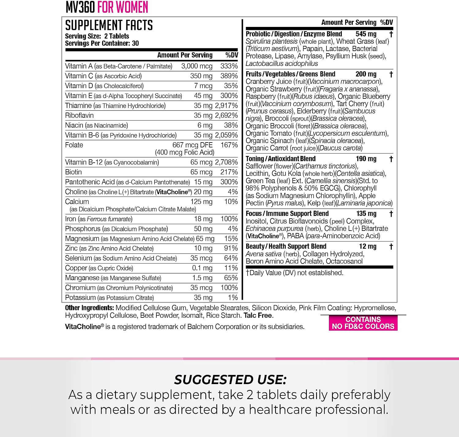 Women's Nutrition MV360 Multivitamínico Completo 5-en-1 - 60 Comprimidos