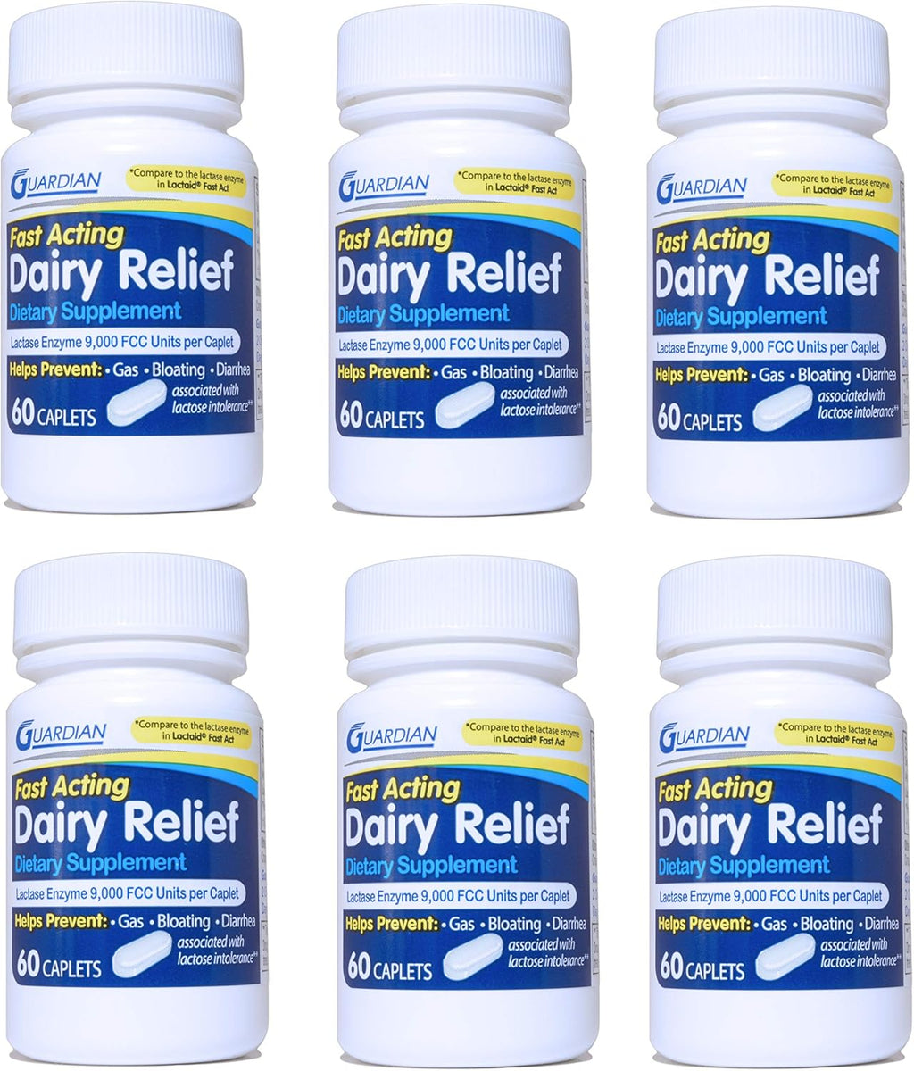 Guardian Dairy Relief Lactasa 9000 FCC – 360 Comprimidos para Intolerancia a la Lactosa
