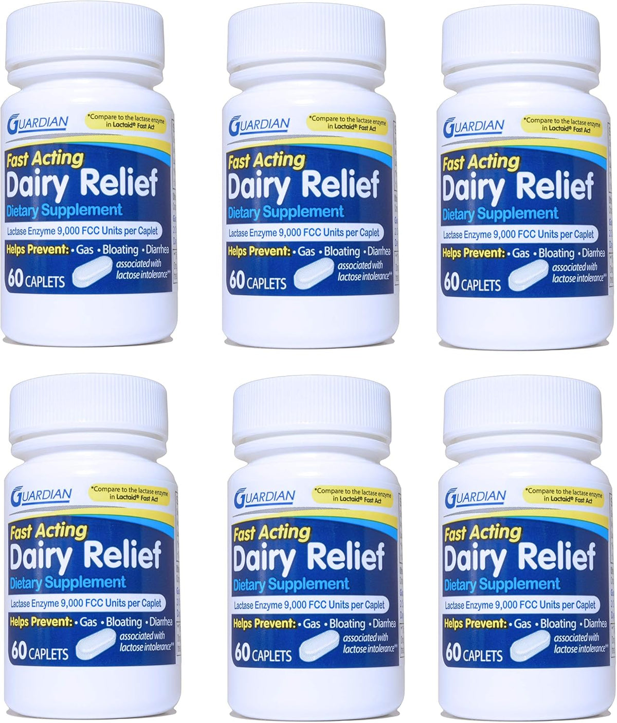 guardian Dairy Relief Fast Acting Caplets, – Disfrutar de productos lácteos sin experimentar hinchazón, gases o – Image 1