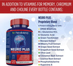 Neuro Plus Brain & Focus Formula - Nootrópico para Cerebro, Concentración y Claridad Mental - 120 Cápsulas