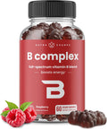 NutraChamps Complejo B en Gomitas - Vitaminas B1, B2, B3, B5, B6, B7, B9, B12 (Metilcobalamina) - Sabor Frambuesa - Vegano y Sin Gluten
