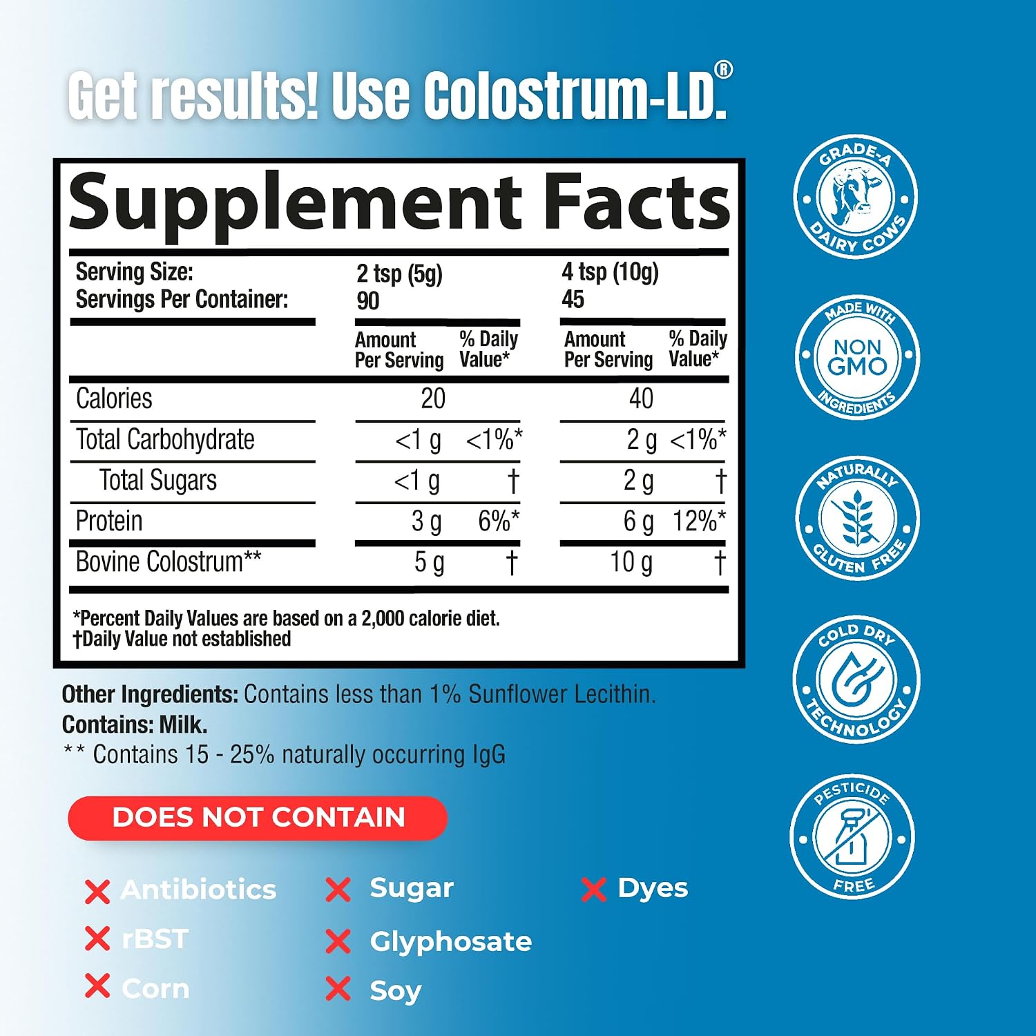 Colostrum-LD en Polvo Liposomal - 90 Porciones (454g)