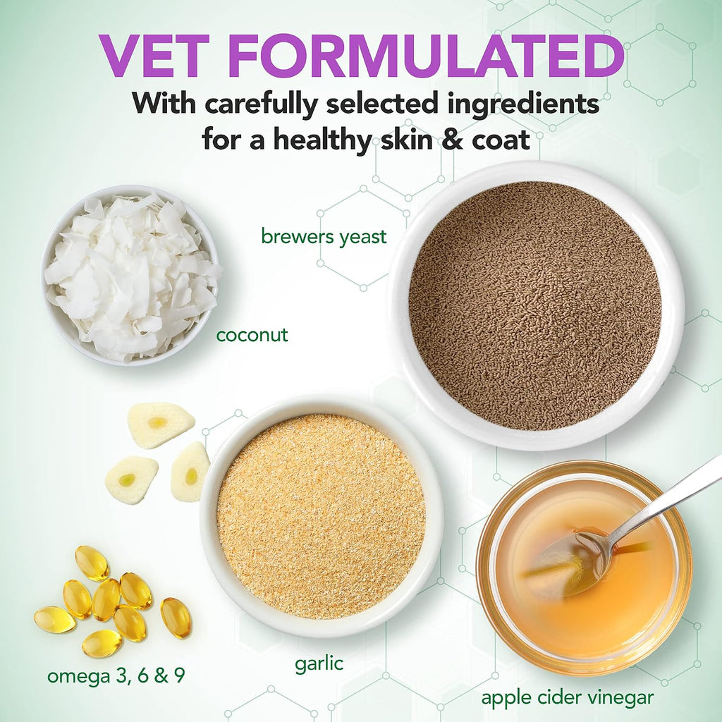 Vet's Best Snacks Masticables con Levadura de Cerveza y Ajo, Omega 3 para Perros, 60 unidades