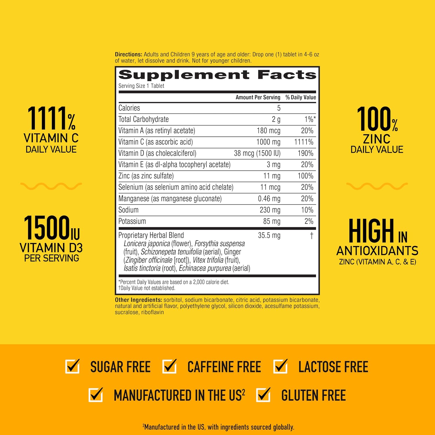 Airborne Zesty Orange Vitamina C 1000mg Efervescente - 36 Comprimidos