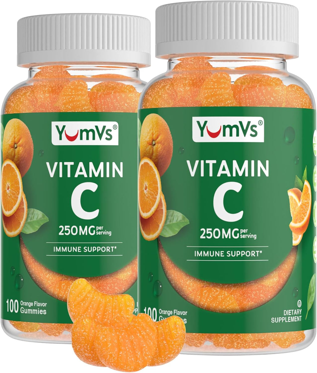 YumVs Gominolas de Vitamina C para Adultos - 250 mg con Sabor a Naranja - 200 Gominolas (2 Envases)