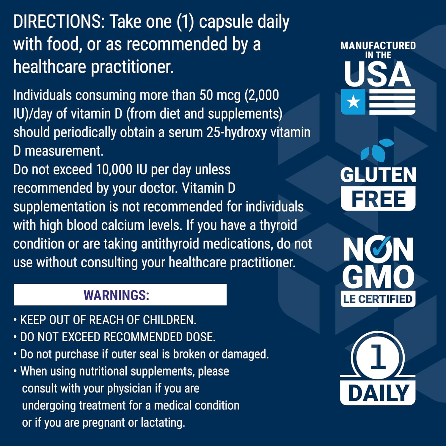 Life Extension Vitamina D3 con Yodo Marino, 125 mcg (5000 UI) – Apoyo Inmunitario, Salud Ósea, Tiroides – 1 al Día, Sin Gluten, No Transgénico – 60 Cápsulas