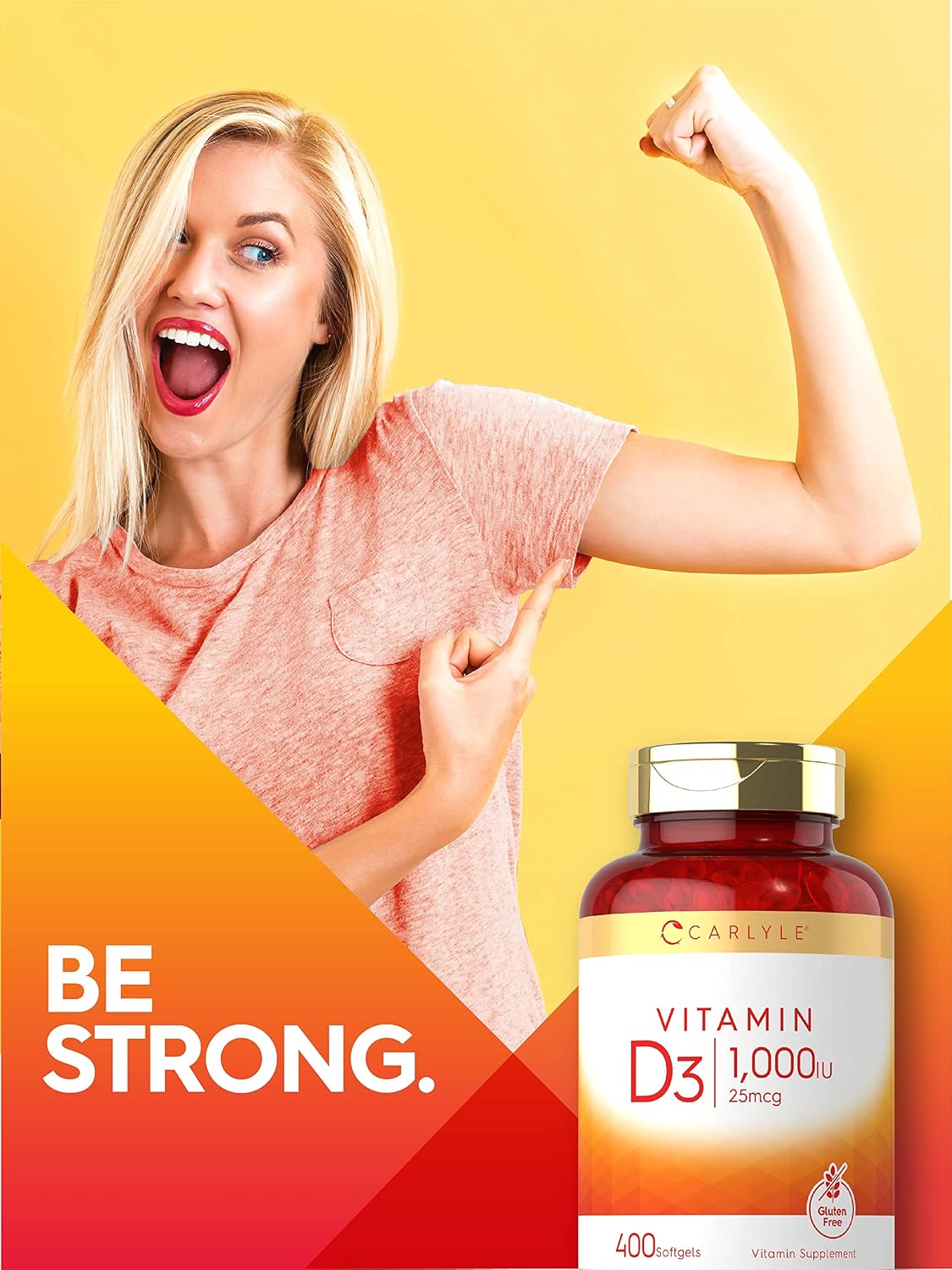 Carlyle Vitamina D3 1000IU | 25 mcg | 400 Cápsulas Blandas | Alta Potencia | No-GMO y Sin Gluten
