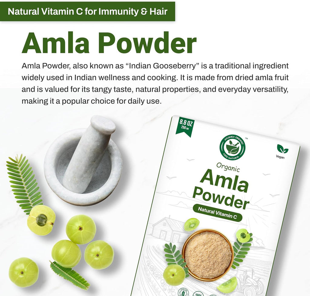 Ayushka Organic Amla en Polvo (Amalaki) – Grosella India Orgánica 250g
