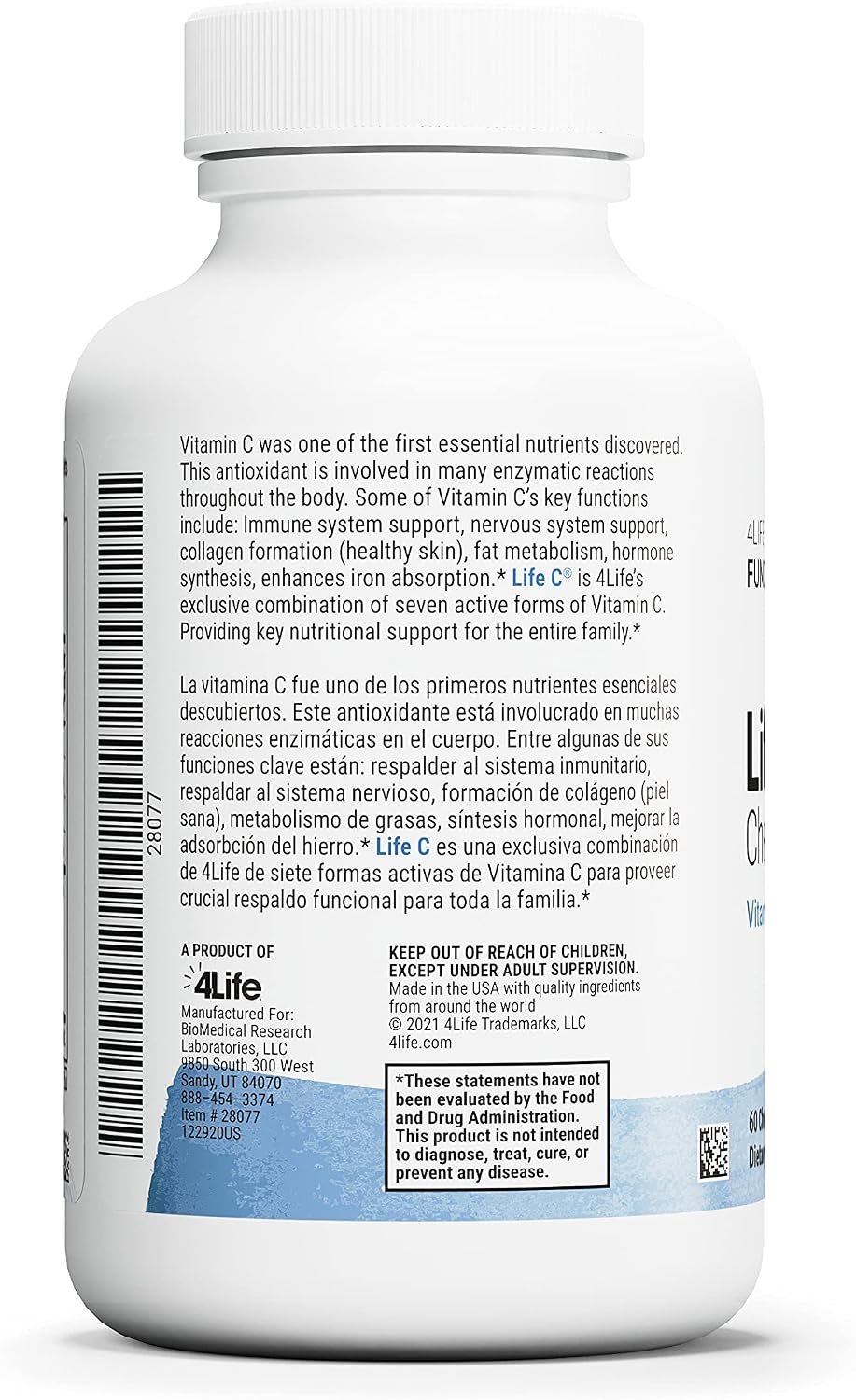 4Life Life C - Vitamina C Masticable con 7 Formas Activas, 60 Comprimidos