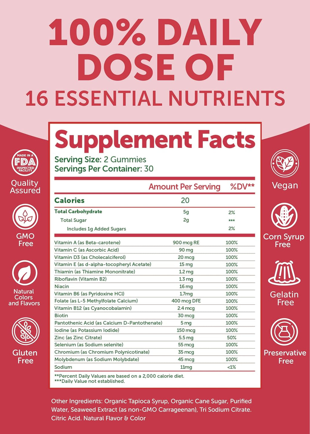 Lunakai Gominolas Multivitamínicas para Mujeres - 16 Nutrientes Esenciales - 60 Unidades