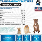 PlanoPaws Wild Alaskan Salmon Oil Chews para Perros - Omega 3 - 120 Unidades