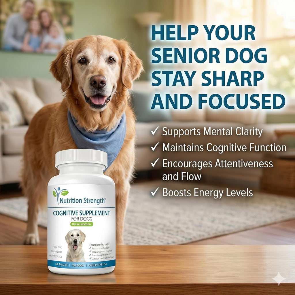 Nutrition Strength Apoyo Cognitivo para Perros – 120 Comprimidos Masticables para la Salud Cerebral y Mental