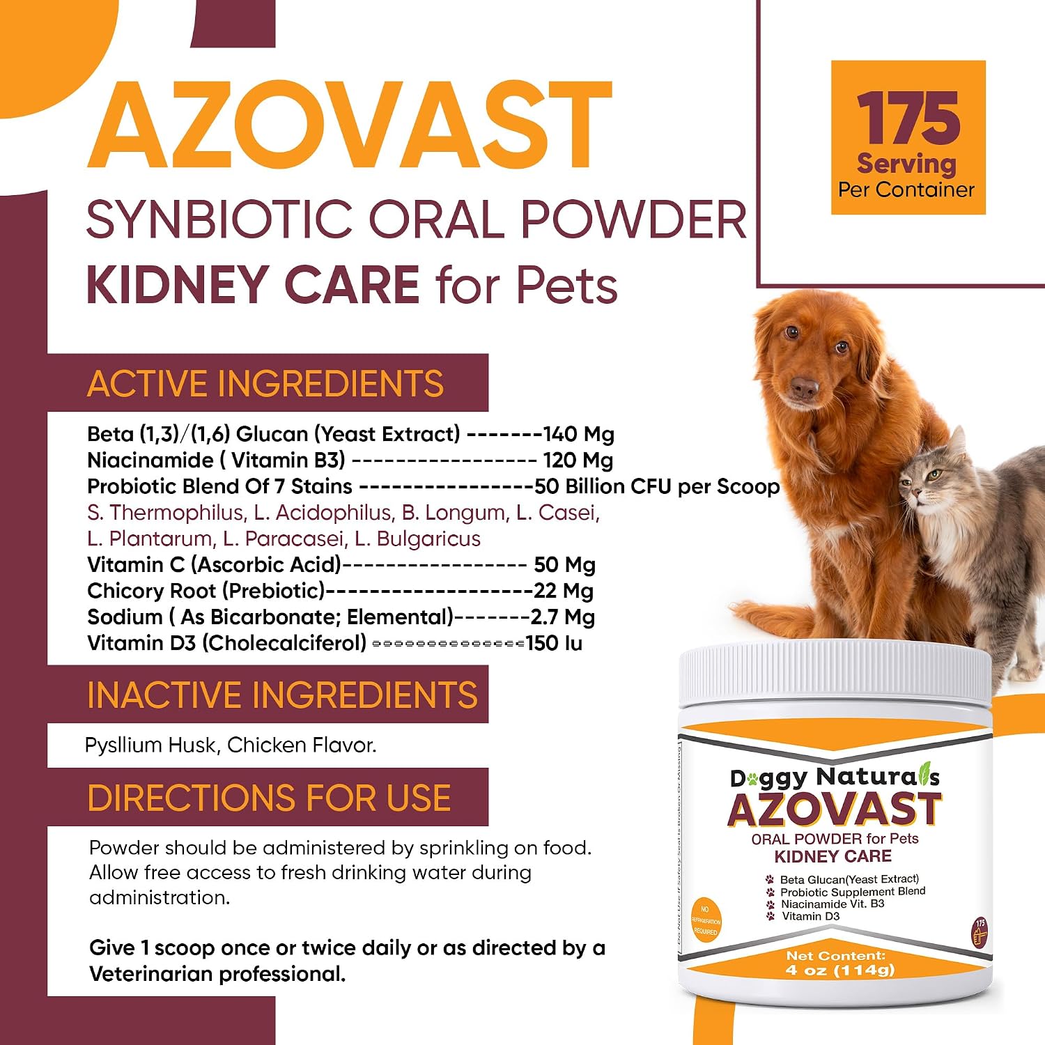 Azovast Polvo para Riñones de Perros y Gatos (113 g) - Apoyo Renal