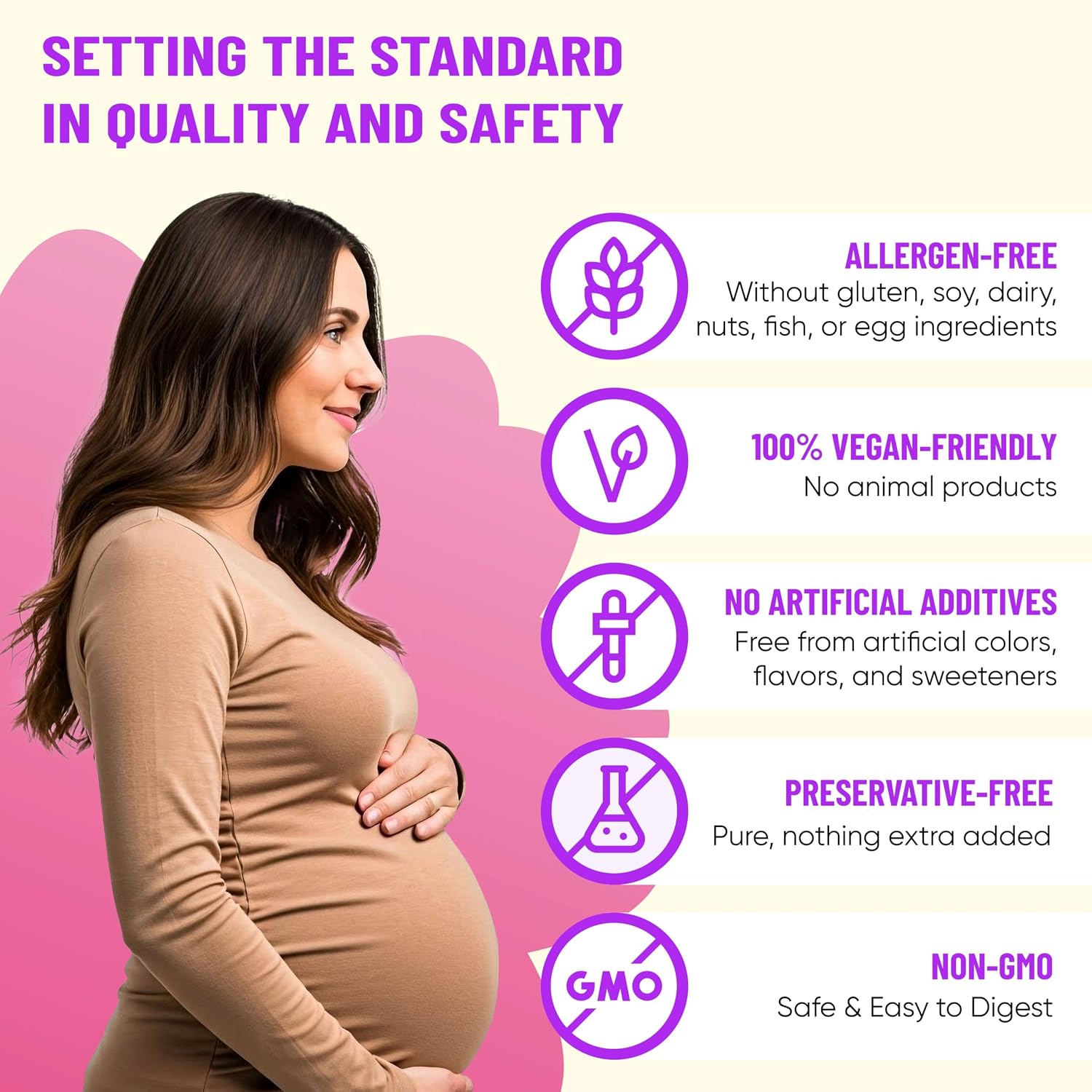 Mama's Select Vitaminas Prenatales con DHA Vegano – Sin Pescado, Sin Eructos de Pescado, Sin Alérgenos, Apoyo MTHFR, Folato Metilado y Vitaminas B, Amigable Digestivo, Sin Biotina