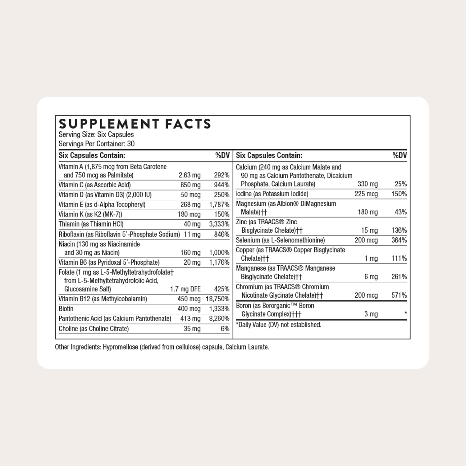 THORNE Women's Multi 50+ - Multivitamínico diario completo para mujeres mayores de 50 años