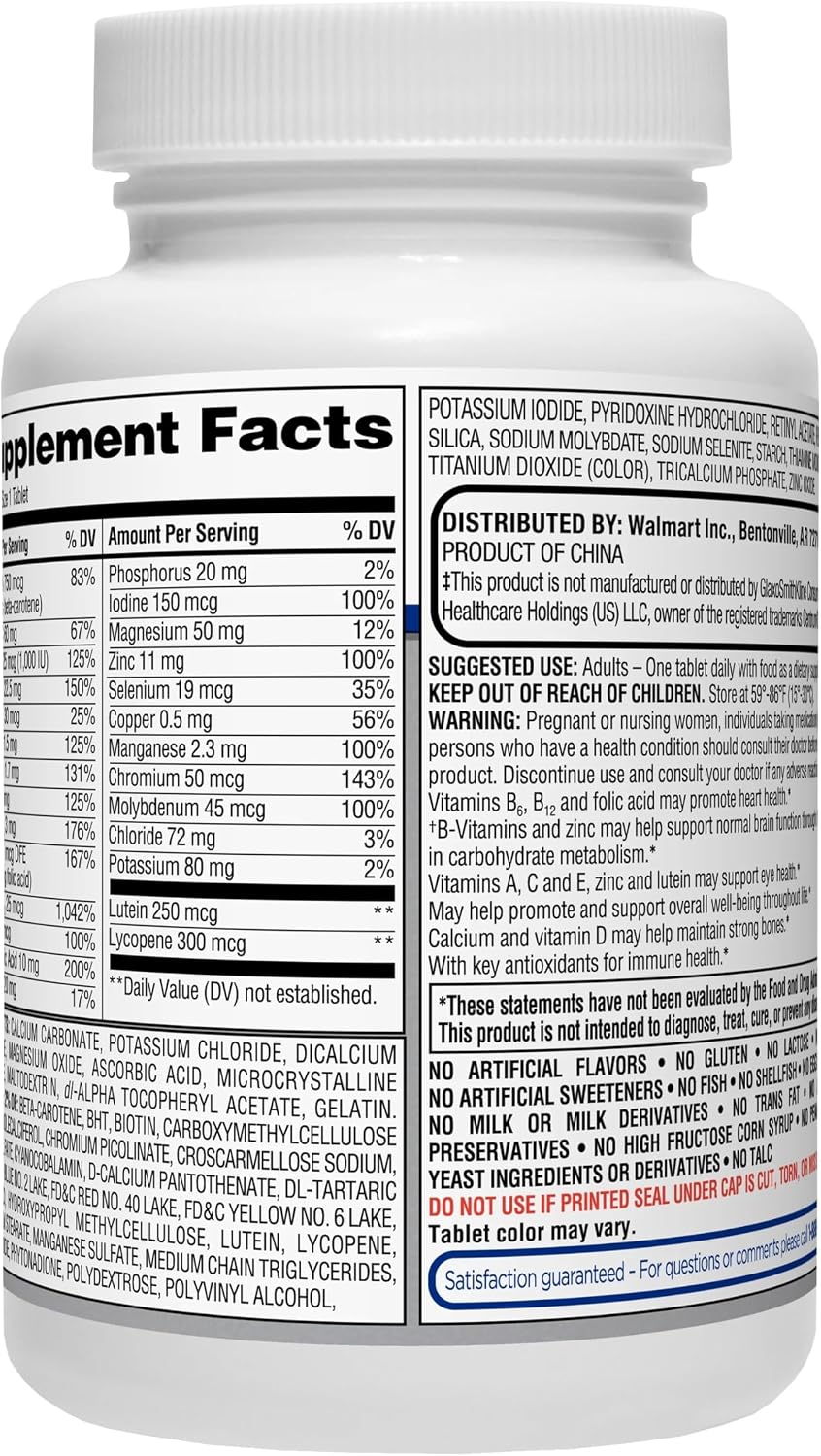 Equate Multivitamínico Completo para Adultos 50+, 125 Comprimidos