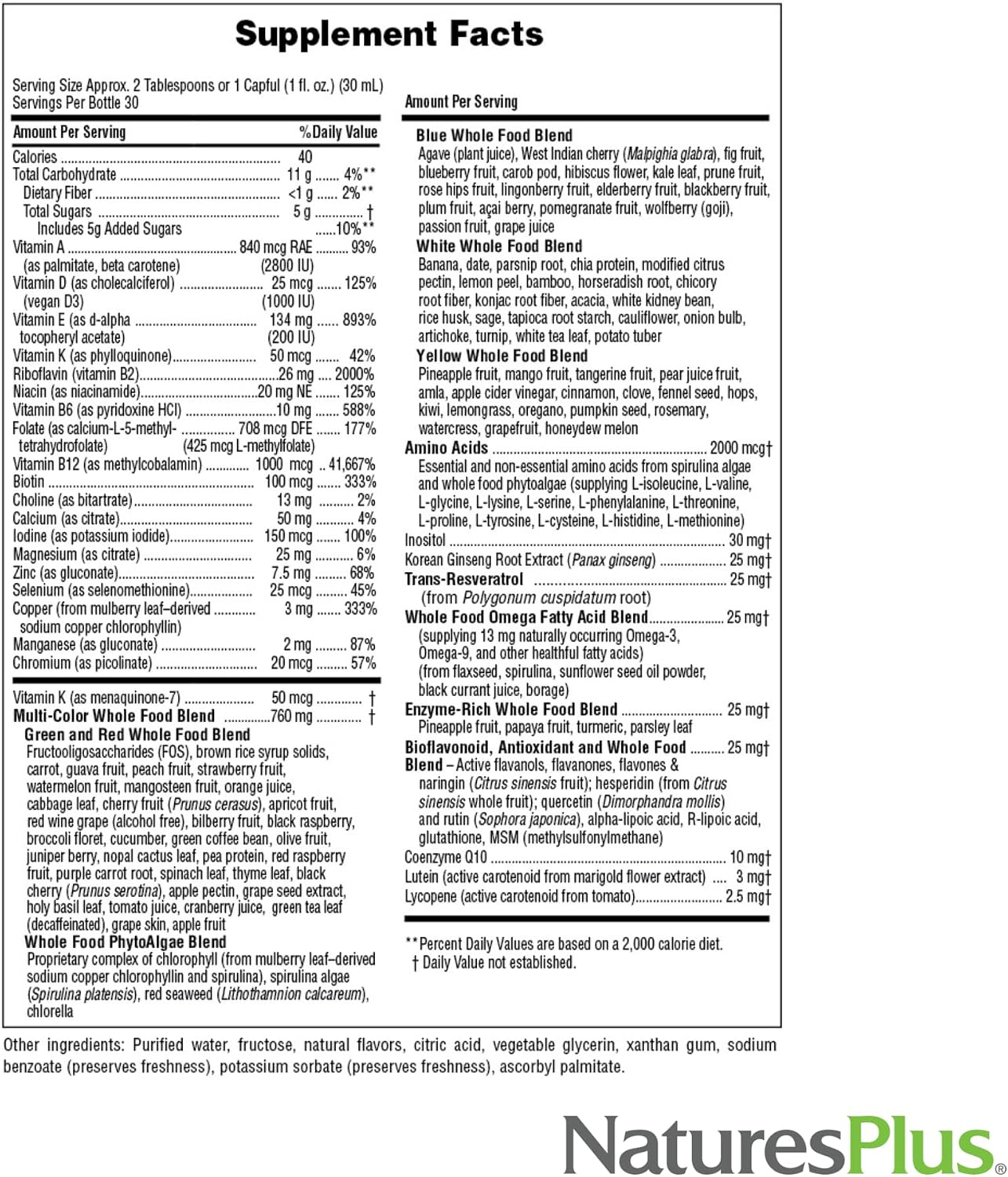 NaturesPlus Source of Life GOLD Multivitamínico Líquido - 890 ml (30 oz)