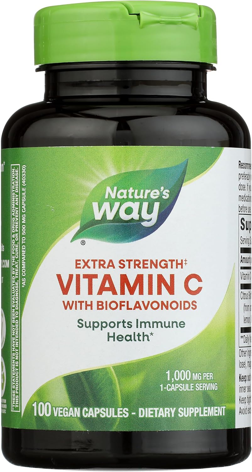 Nature's Way Vitamina C Extra Fuerte con Bioflavonoides, 1000 mg, 250 Cápsulas Veganas