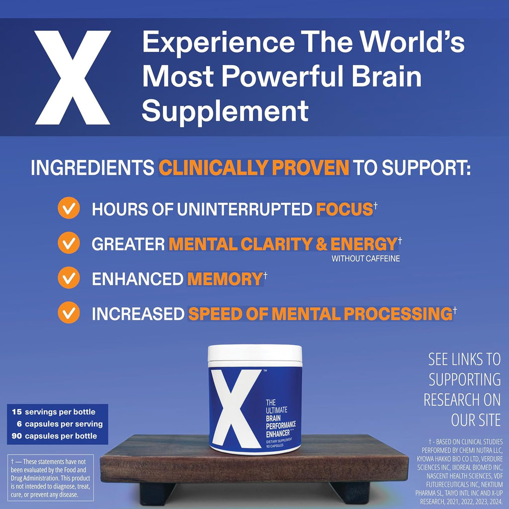 X – Suplemento de Rendimiento Cerebral para Enfoque y Claridad Mental