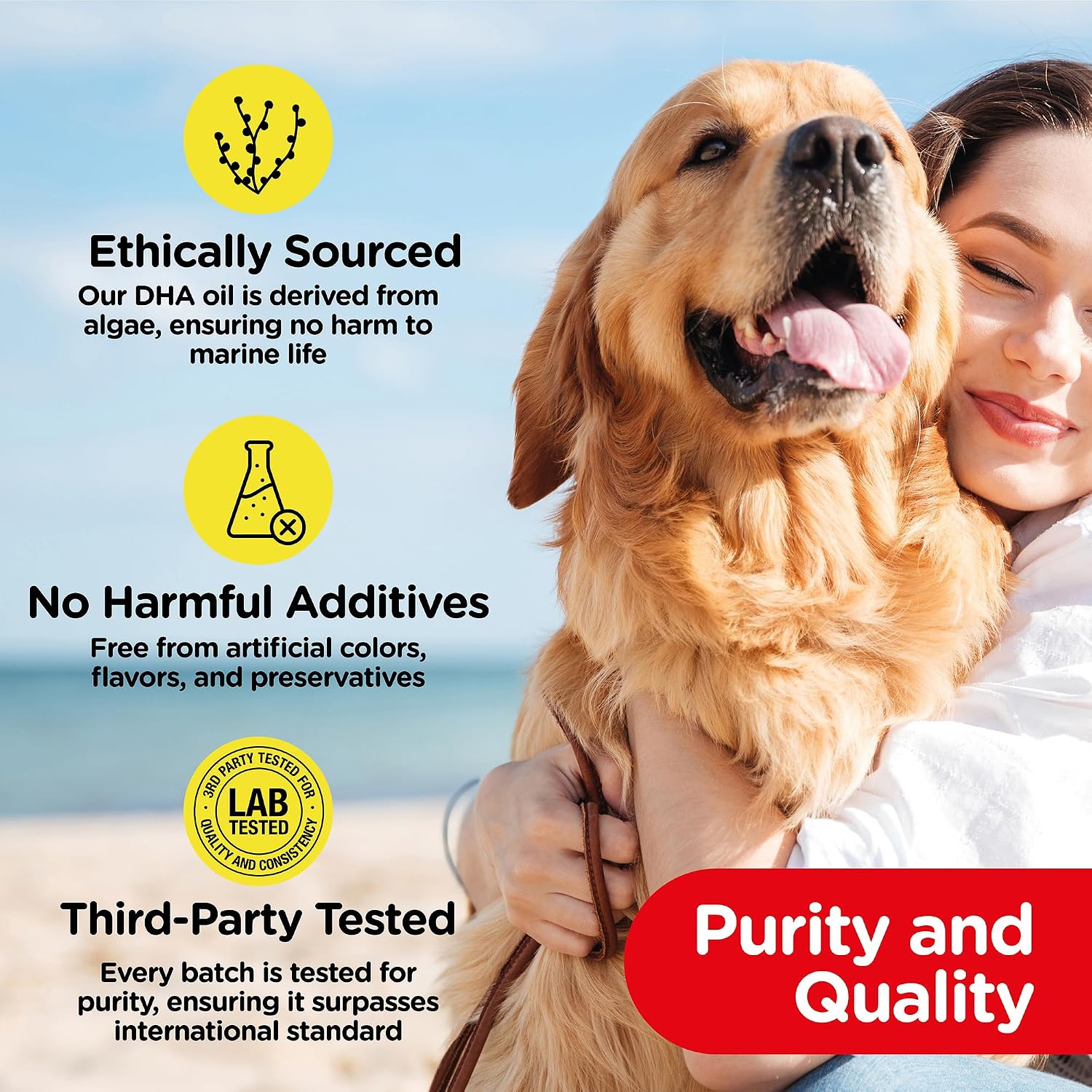 PetJesty Pure Omega 3 Oil - Suplemento Líquido de Omega 3 Vegano para Perros y Gatos (780 ml)