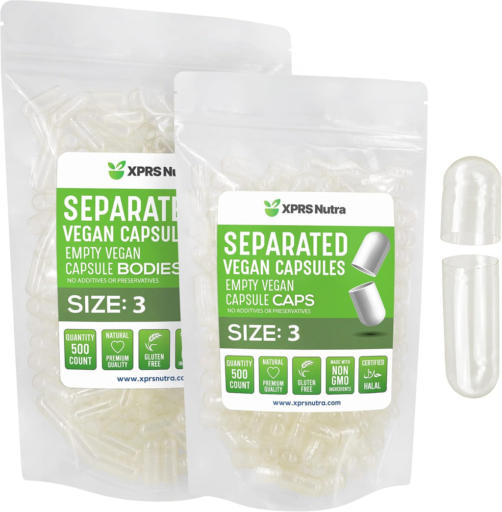 XPRS Nutra Cápsulas Vegetales Vacías Tamaño 3 Separadas - 100 Unidades