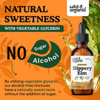 Wild & Organic Gotas de Olmo Resbaladizo - Extracto Líquido de Corteza de Ulmus Rubra - Sin Alcohol, Vegano - 2 fl oz