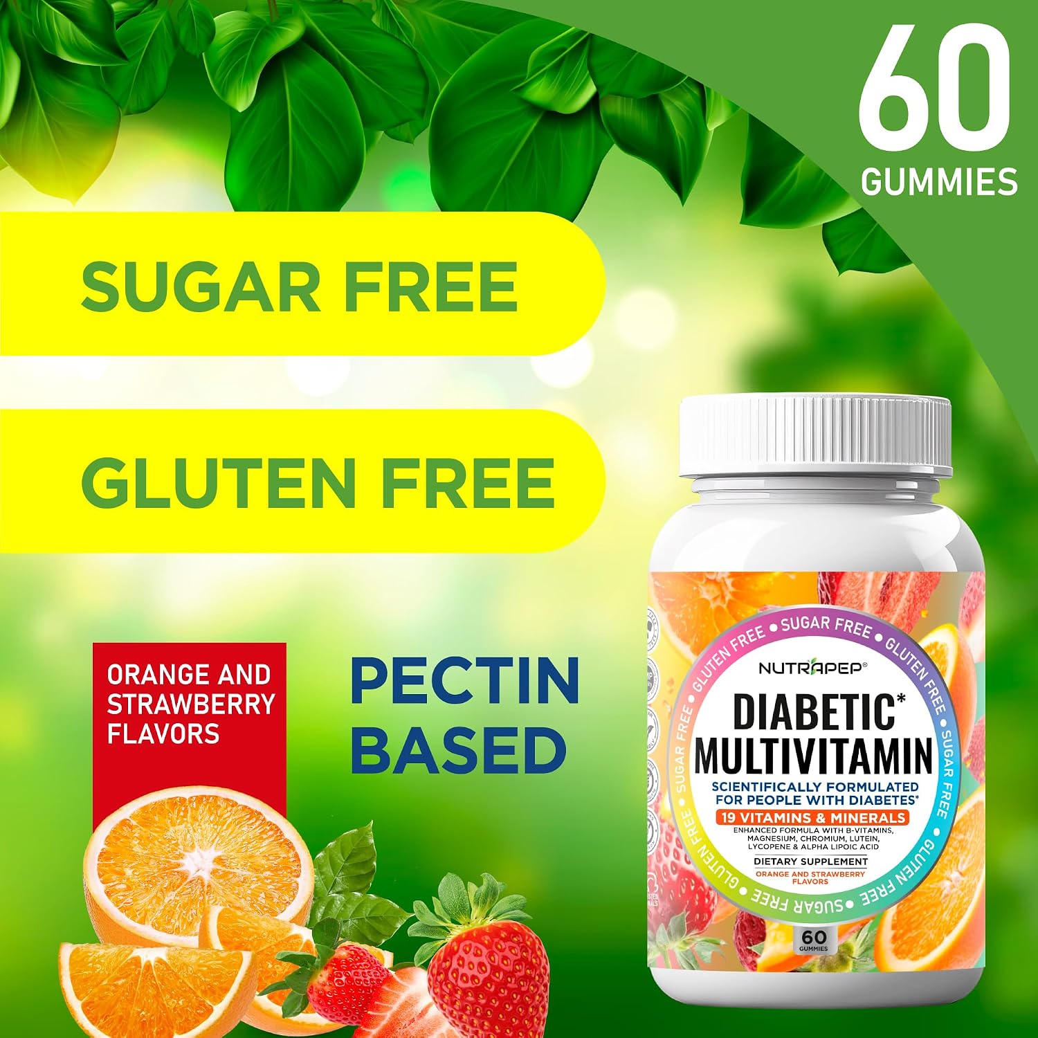 NutraPep Premium Multivitamínico para Diabéticos - Gominolas sin Azúcar y Sin Gluten
