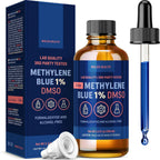 WoldoHealth DMSO 10% con Azul de Metileno 1% - Frasco de Vidrio de 100 ml con Cuentagotas, Libre de Formaldehído y Alcohol, Solución Analítica