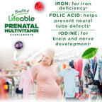 Lifeable Prenatal Multivitamin Gummies - Gominolas Prenatales con Hierro, Colina y Ácido Fólico - 90 Unidades