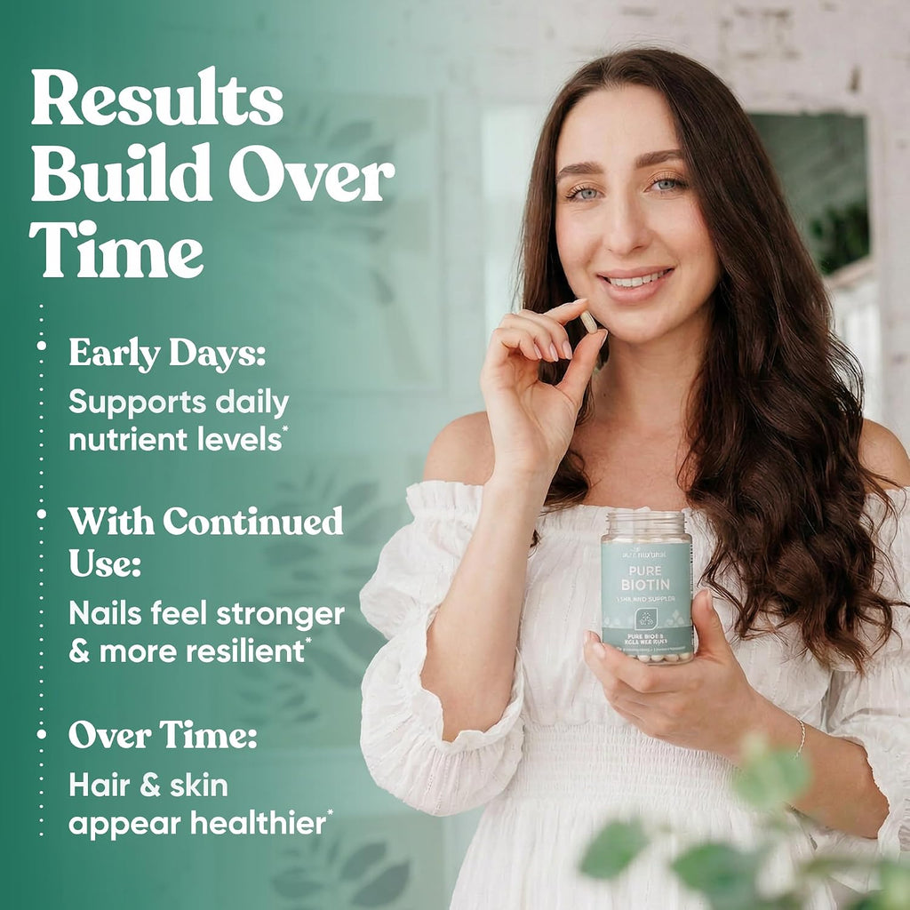 Biotina 5000 mcg - Suplemento para Cabello, Piel y Uñas - 120 Cápsulas Blandas Veganas