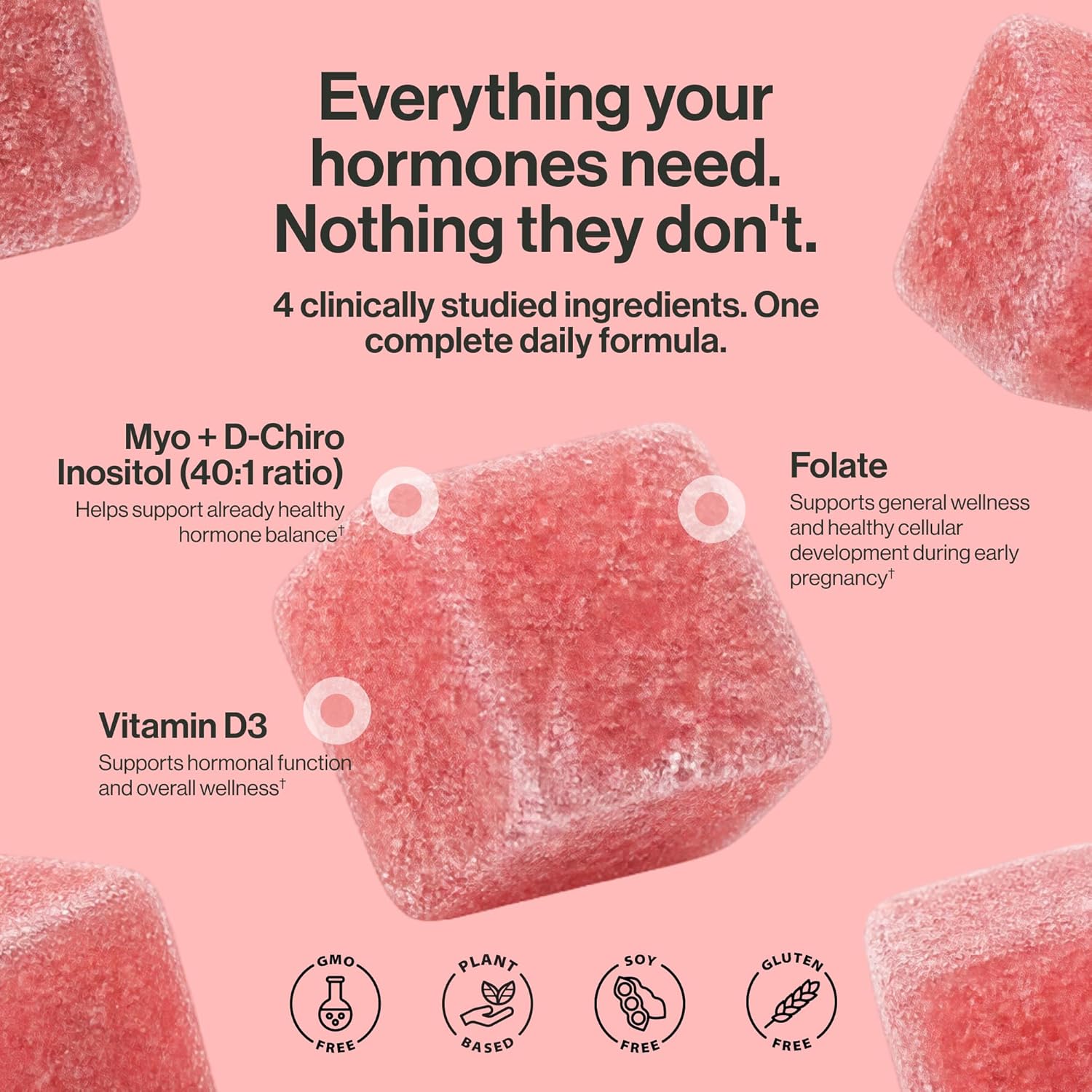 kindnature Myo-Inositol & D-Chiro Inositol Gummies – 2000mg + 50mg, Ratio 40:1, con Vitamina D y Folato, Sabor Sandía, Vegano (120 Gominolas)