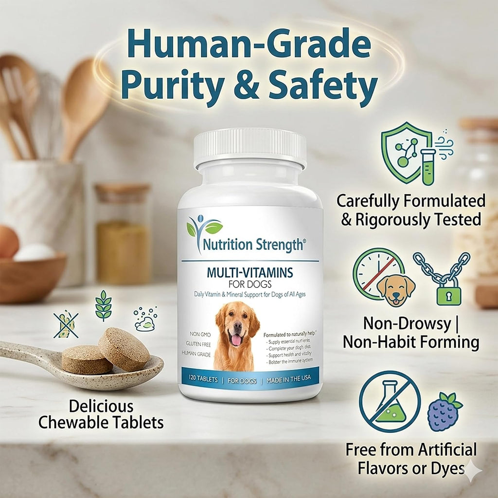 Multivitamínicos para perros, apoyo vitamínico y mineral diario, suplemento nutricional para todas las razas y tamaños, promueve la salud inmunológica, 120 comprimidos masticables
