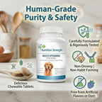 Multivitamínicos para perros, apoyo vitamínico y mineral diario, suplemento nutricional para todas las razas y tamaños, promueve la salud inmunológica, 120 comprimidos masticables